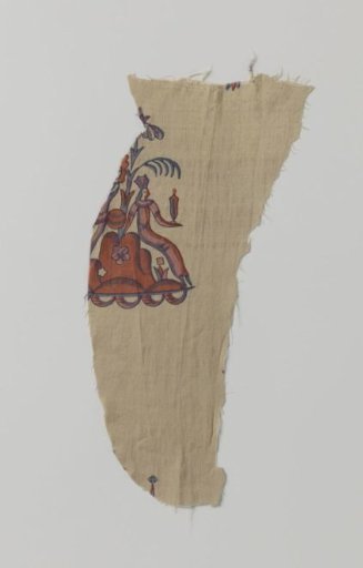 Fragment of Silk Weaving with Printed Pattern