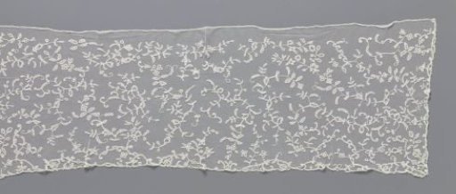 Hat Veil of Appliqué Lace with a Straw Pattern of Sparse Curling Flower Scrolls
