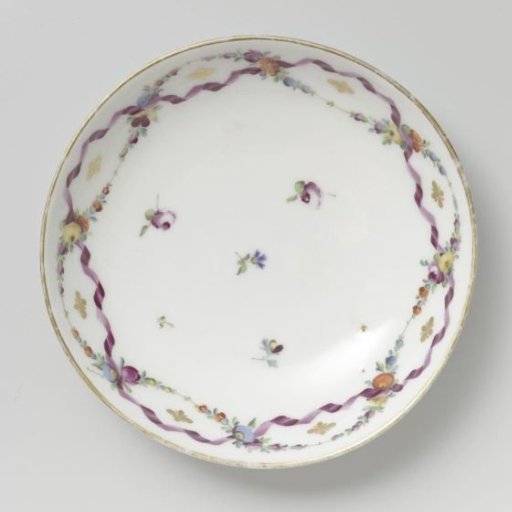 Dish, painted with wildflowers and gold sequins