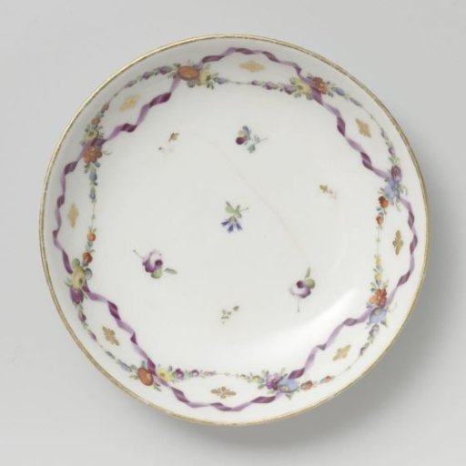 Dish, painted with wildflowers and gold sequins