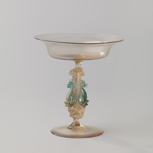 Tazza with a stem with three dolphins