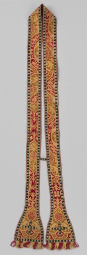 Silk Stole with a Pattern of Four-Petals within Ovals