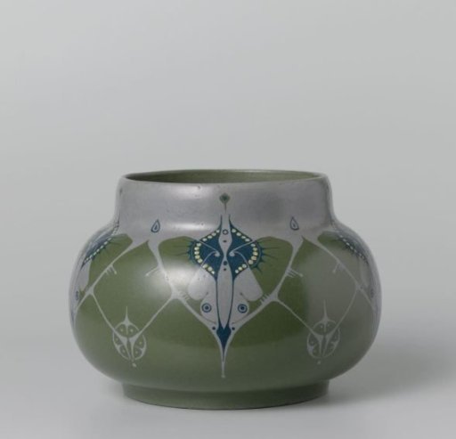 Pot with stylized butterfly motifs