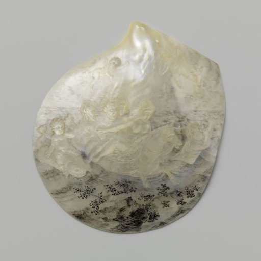 Oyster Shell with Sea Figures, Including a Woman on a Riding Beast