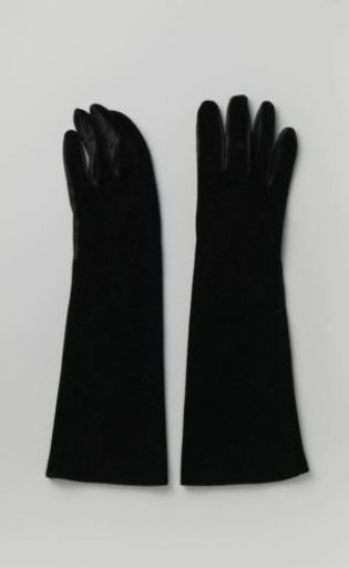Glove of Black Velvet with Fingers and Palm of Black Satin