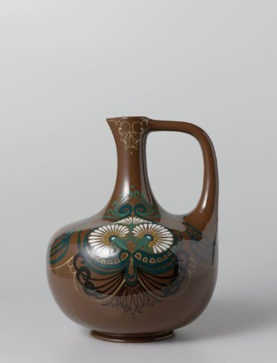 Jug with polychrome stylized floral pattern