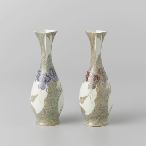 Vase with decoration of lily-like flowers