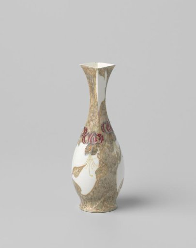 Vase with decoration of lily-like flowers
