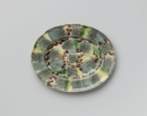 Underplate of a Butter Boat, of Multicoloured Burnt Earthenware; Staffordshire