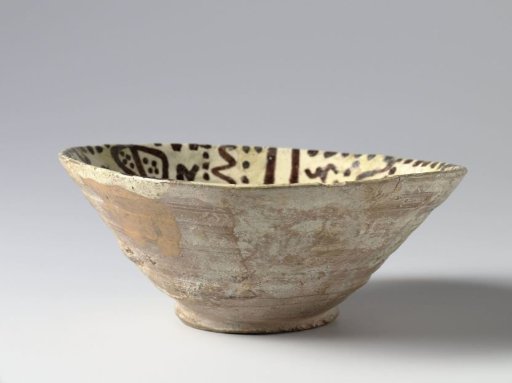 Bowl with waving lines, dots and stripes