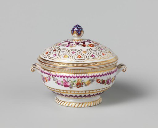 Sugar bowl painted with garlands and flowers