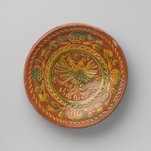 Dish with double-headed eagle and date 1592