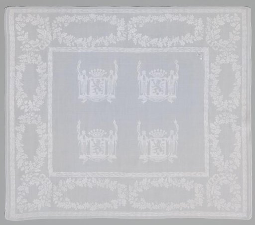 Napkin of white linen damask