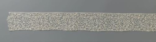 Band of mixed lace with cutwork flowers and 'pearls' as flower centers made with festooned needle lace edgings