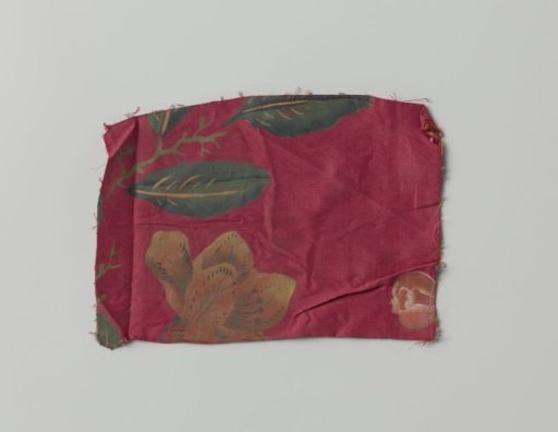 Fragment of a cover for chair seat, of printed silk