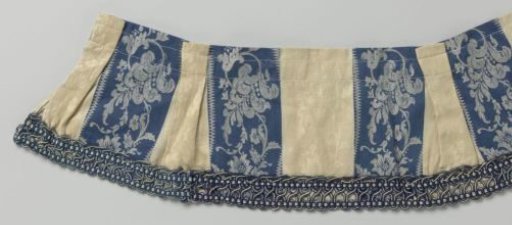 Strip of blue and white striped linen damask