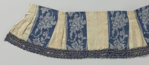 Strip of blue and white striped linen damask