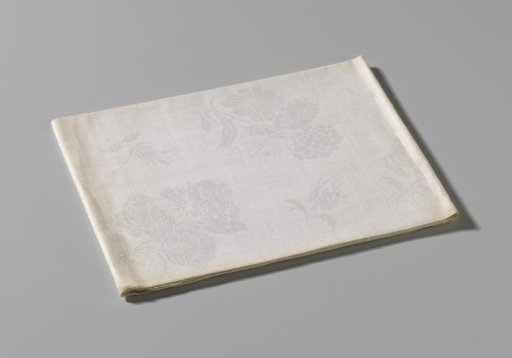 Linen damask napkin with a design of various flowers