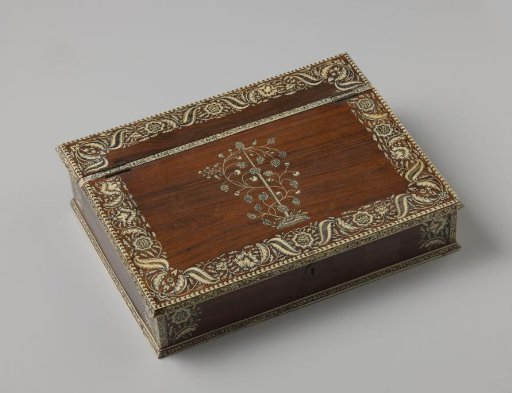 Writing case of rosewood, inlaid with ivory