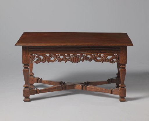 Tric-trac table of ironwood (?), inlaid with tropical woods