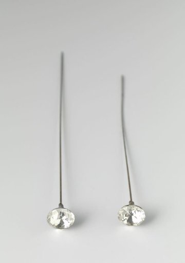 Hoedenspeld van staal met knop van facet geslepen strass bol