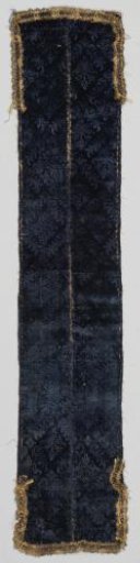 Runner, made from two narrow strips of dark blue silk velvet sewn together