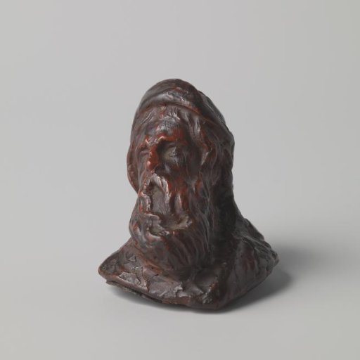Bust of a bearded old man with a cap, the brim of which is turned up