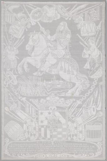 Serviette with a equestrian portrait and the coat of arms of Don Juan Domingo de Zuñiga y Fonseca, Count of Monterey