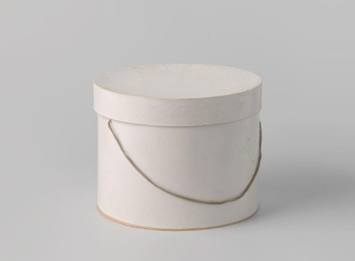 Round Hatbox with Lid, Made of Cardboard Covered with Cream-Colored Paper