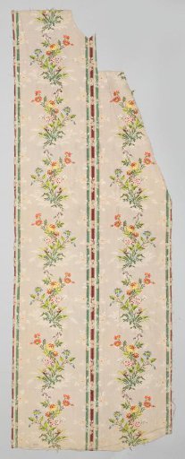 Length of brocaded Gros de Tours with stripes and flowers