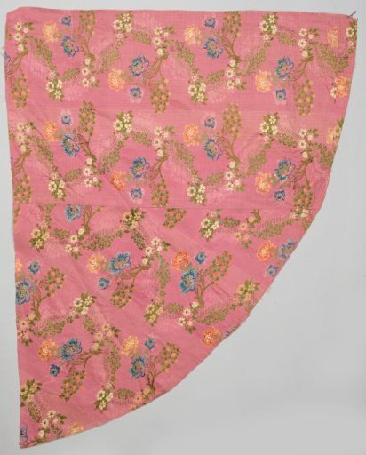 Fragment, possibly part of a shoulder cape, of brocaded Gros de Tours