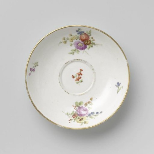 Saucer with bouquets and flowers