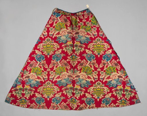Brocaded Silk Cape with Pattern of a Bowl of Fruit and Flowers