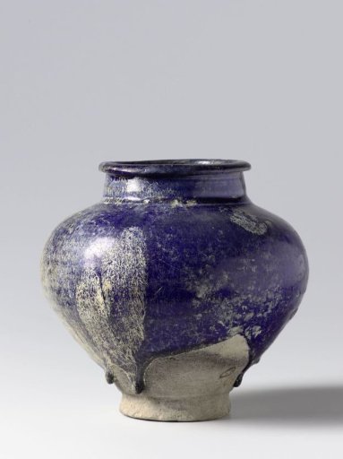 Ovoid jar with a blue glaze