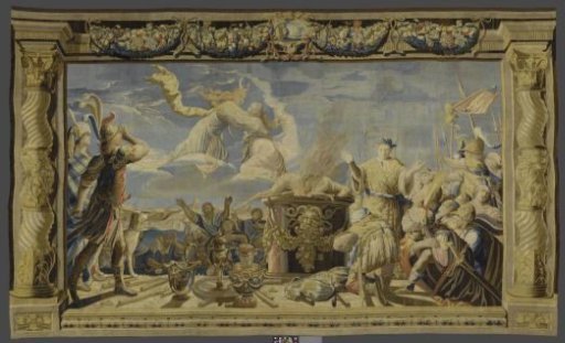 Tapestry with the intervention of Artemis during the preparation of the sacrifice of Iphigenia