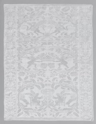 Napkin with depictions of three of the four seasons