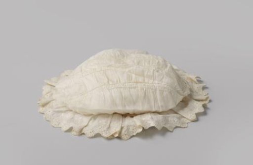 Children's hat with a low, broad crown, provided with a satin bow ribbon