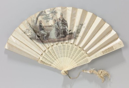 Folding fan with a representation after the painting 'Le prétendu' by Prosper-Etienne Berne-Bellecour