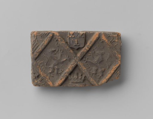Fireplace with a Depiction of Two Climbing Lions and a Coat of Arms