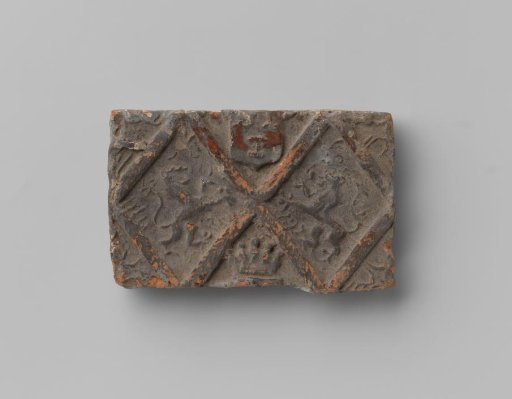 Fireplace with a Depiction of Two Climbing Lions and a Coat of Arms