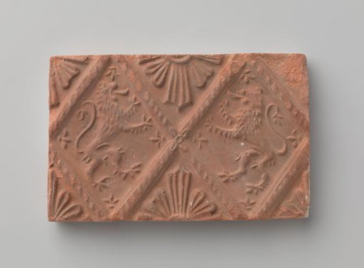 Fireplace Stone Depicting Two Climbing Lions