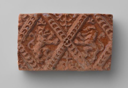 Fireplace Stone Depicting Two Climbing Lions