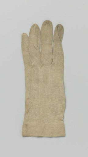 Glove in beige artificial silk, knitted