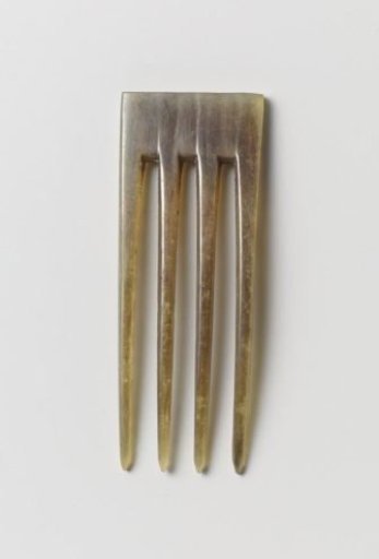 Hair Comb of Grey Mother-of-Pearl Plastic, with Narrow, Straight Back