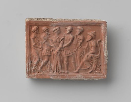 Fireplace surround depicting Susanna being led before the judges by the two elders
