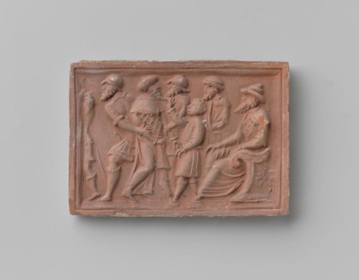 Fireplace with a depiction of Daniel interrogating the two elders separately from the story of Susanna