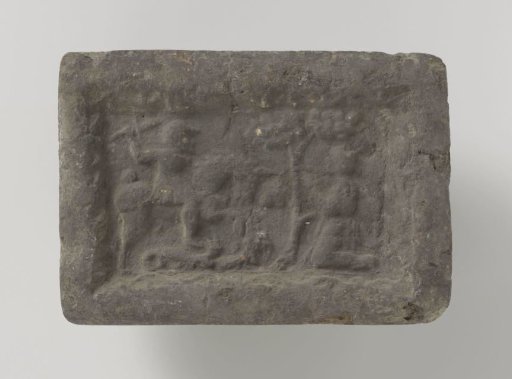 Fireplace stone with representation of Saint George on horseback slaying the dragon