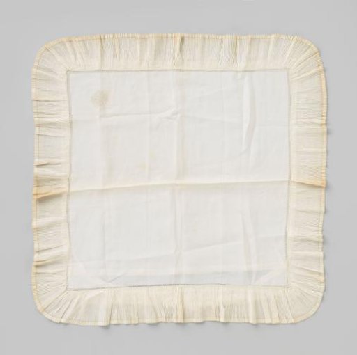 Linen Pillowcase with Attached Pleated Strip and the Initials BU