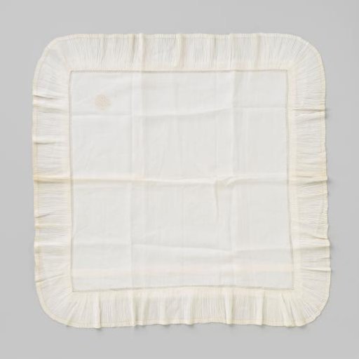 Linen Pillowcase with Attached Pleated Strip and the Initials BU