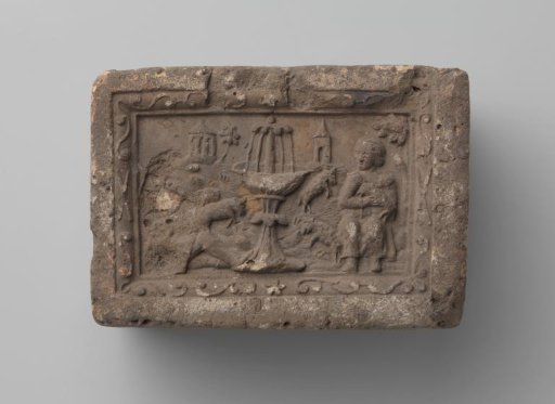 Fireplace with a pastoral scene